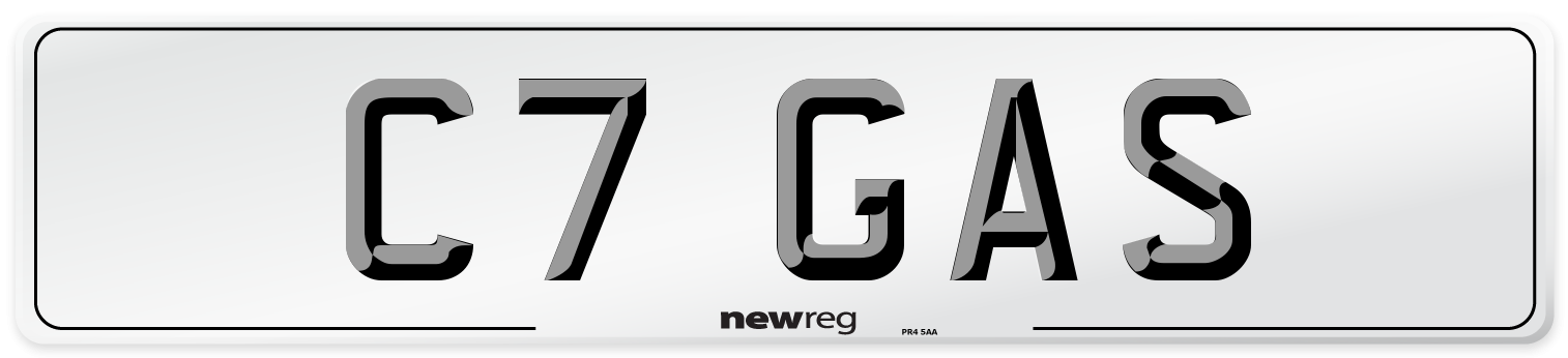 C7 GAS Number Plate from New Reg